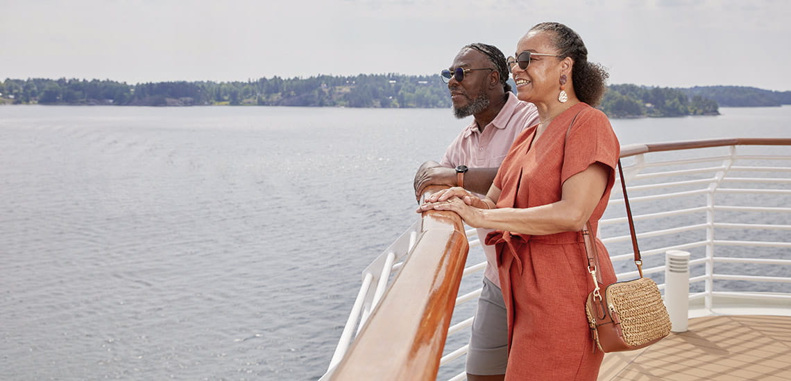 A couple on Promenade deck, Spirit of Adventure